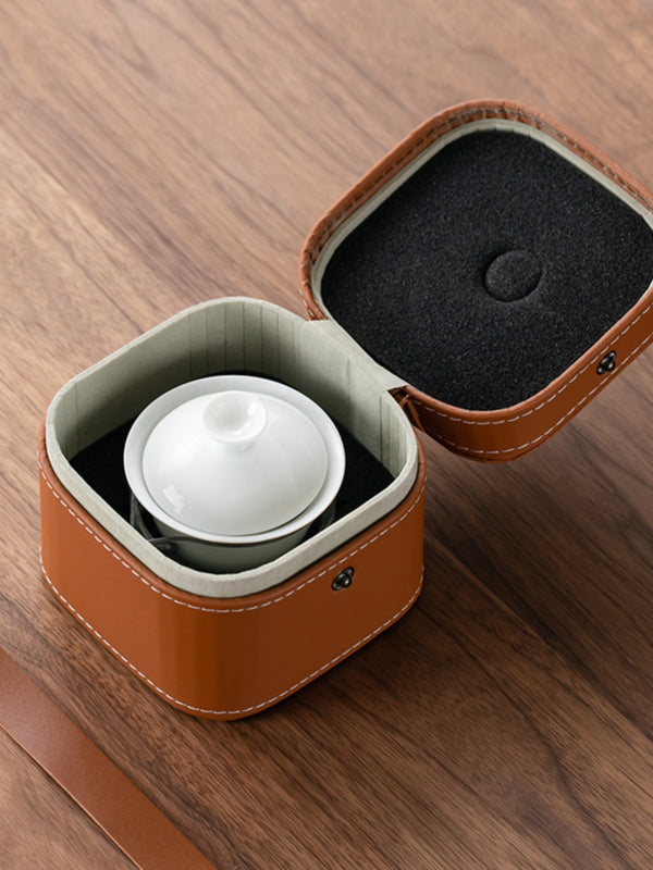 Gaiwan Travel Set with leather case (Glass)