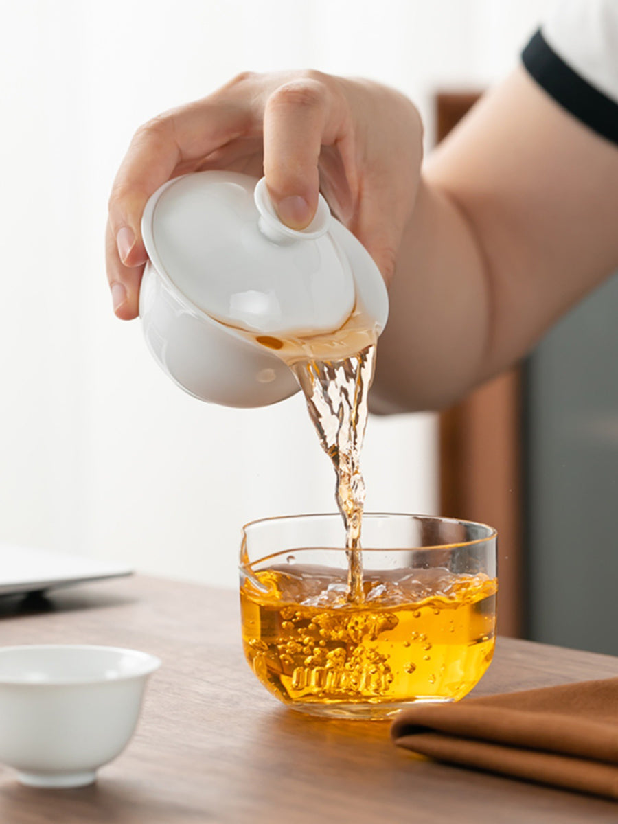Gaiwan Travel Set with leather case (Glass)